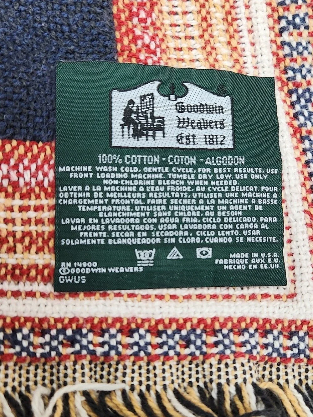 Goodwin weavers Musical Instruments Tapestry Throw Cream Brown USA Made